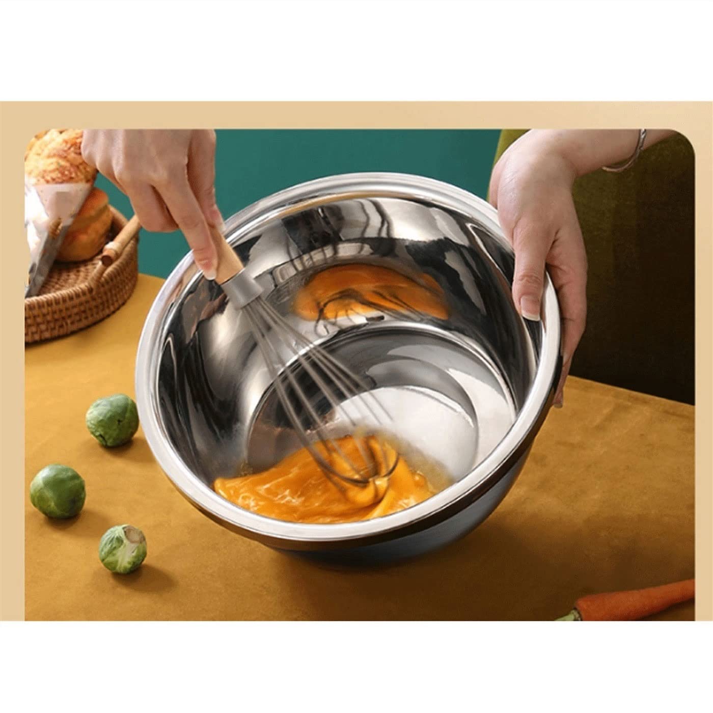 Juego de 3 cuencos para mezclar, ollas y cuencos de acero inoxidable, cuenco para sopa, cuenco para sopa, almacenamiento apilable, ahorra espacio, apto para cocina de inducción, cocinar y hornear (2