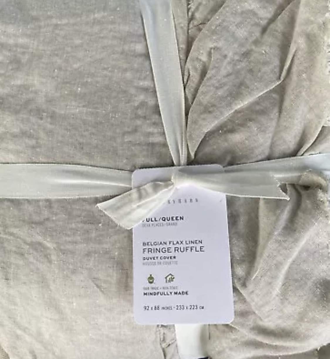 Amazon.com: Pottery Barn Belgian Flax Linen Fringe Ruffle Duvet