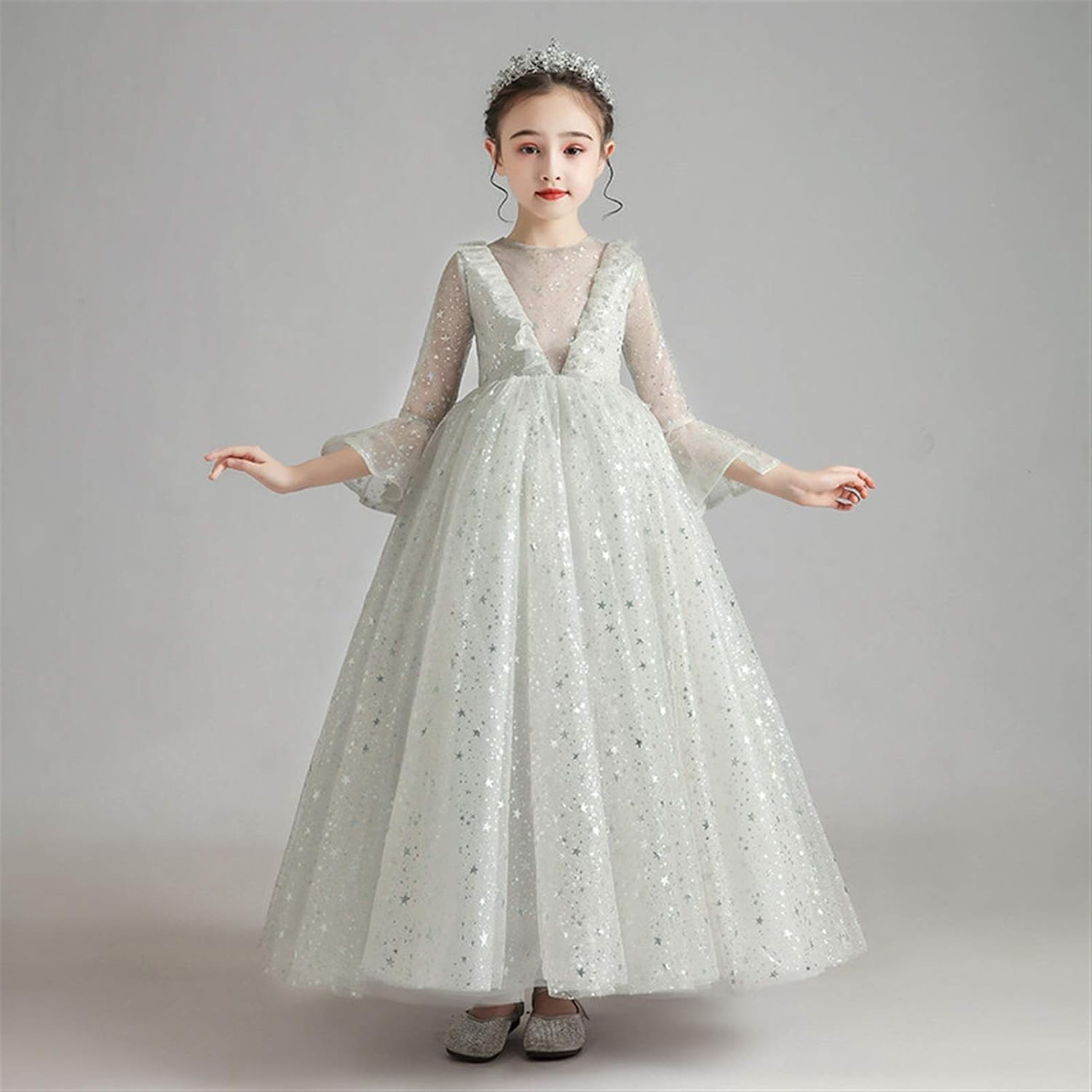 快適で絶妙なドレス パーティーのウェディングドレスのためのキッズドレスゴージャスなゴールドスパンコール子供たちのページェントgownの女の子プリンセス ドレス幼児の Color 全品送料無料 Kid 5 White Size