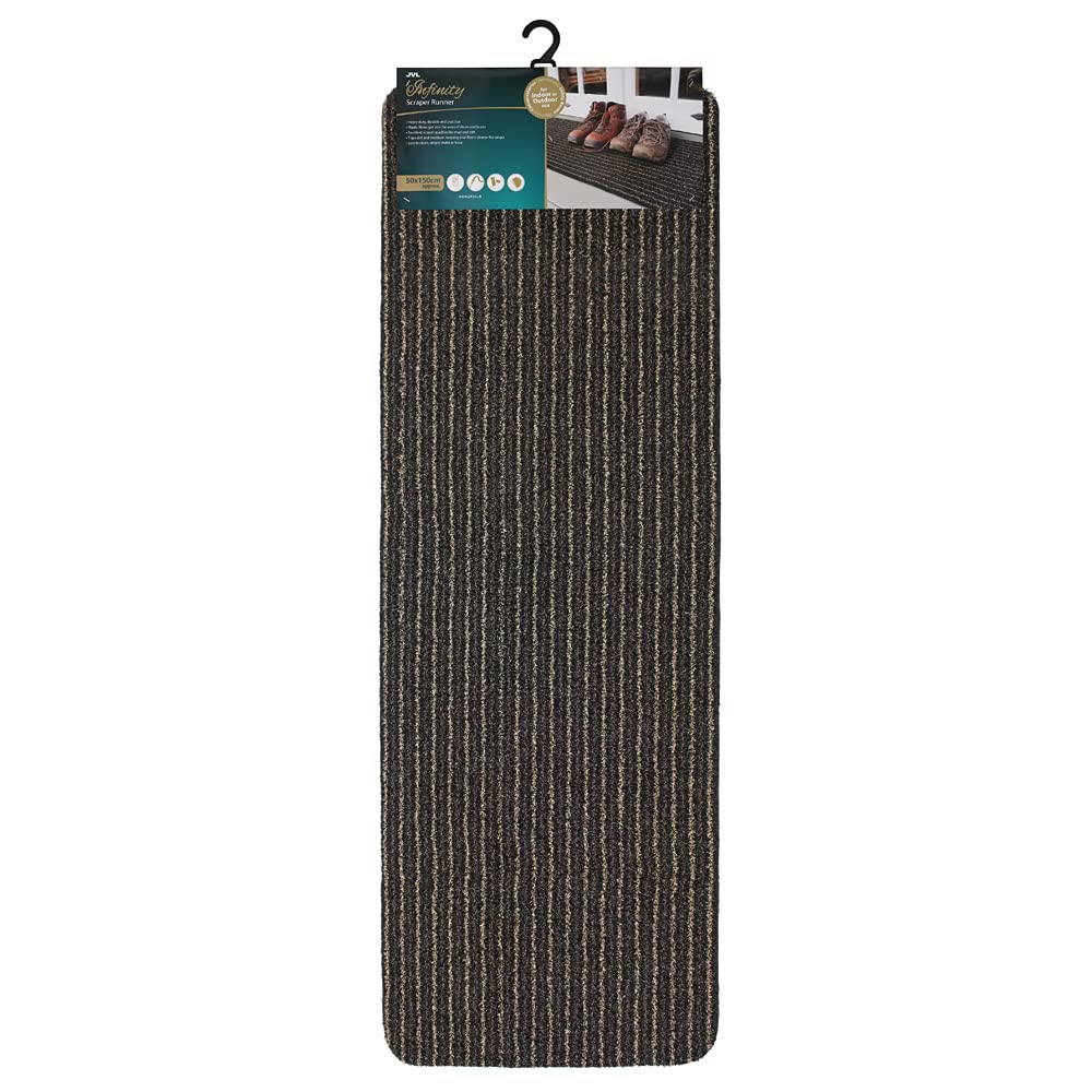 JVL Infinity Entrance Runner Mat, Brown, 150 x 50 cm