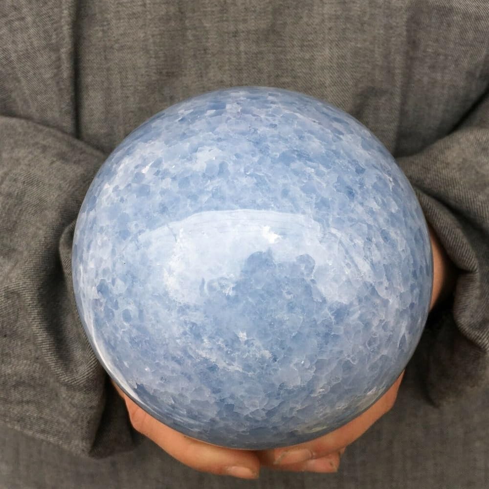 HSMQUBDBX Blue Calcite Quartz Crystal Sphere Ball Ornaments
