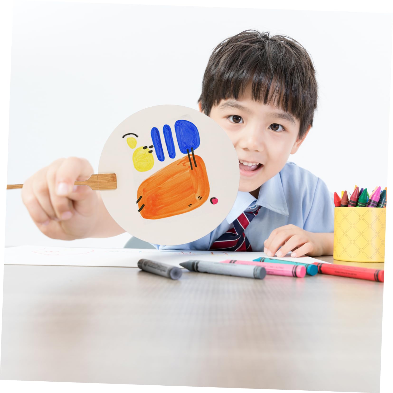 PRETYZOOM Handmade Painting Fans Set 2pcs DIY Drawing Fan for Kids Kids Drawing Materials Random Color