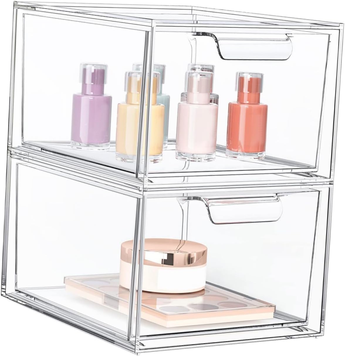 Zerodeko 2pcs Organizer Drawer Storage Boxes Plastic Drawer Organizers for Bathroom