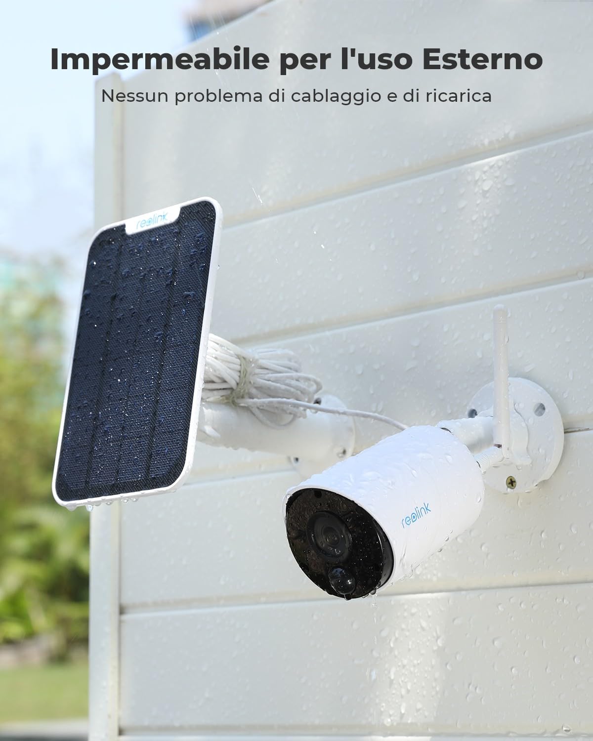 Reolink 2K Telecamera WiFi Esterno Senza Fili con Pannello Solare, Rilevamento Persone/Veicoli, Visione Notturna, Audio a 2 Vie, Notifiche Instant, Impermeabile, Compatibile Alexa/Google, Argus Eco