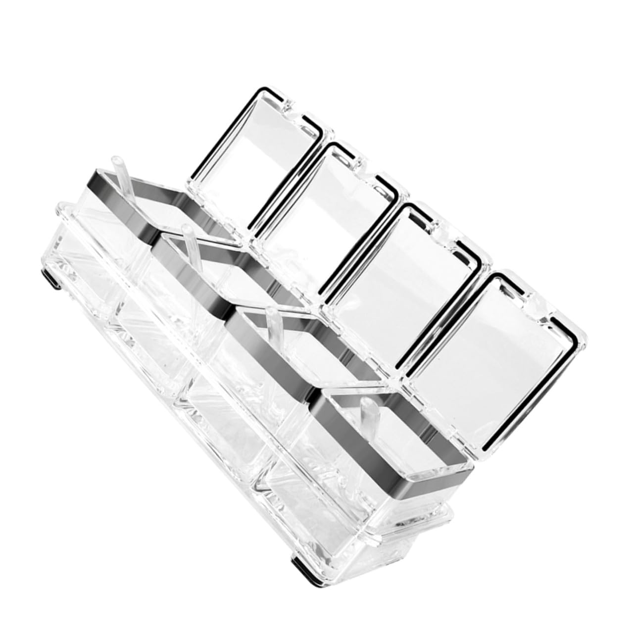 TEHAUX Gewürzbox aus Acryl Transparente Gewürztöpfe und Aufbewahrungsbehälter für Gewürze und Würzmittel mit Deckel und Schale für Einfache Organisation Bruchsicher und Leicht