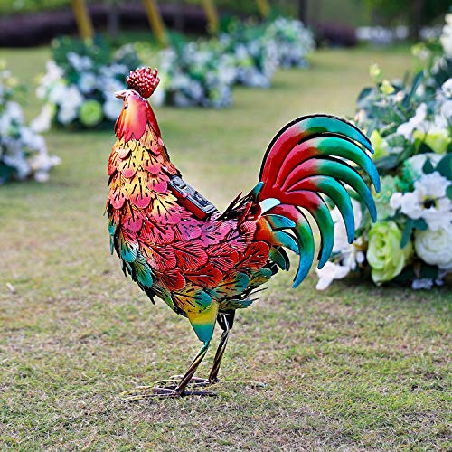 chisheen Rooster Decor Metal Yard Art Sculpture Chicken Outdoor Garden Statues - Thumbnail 7