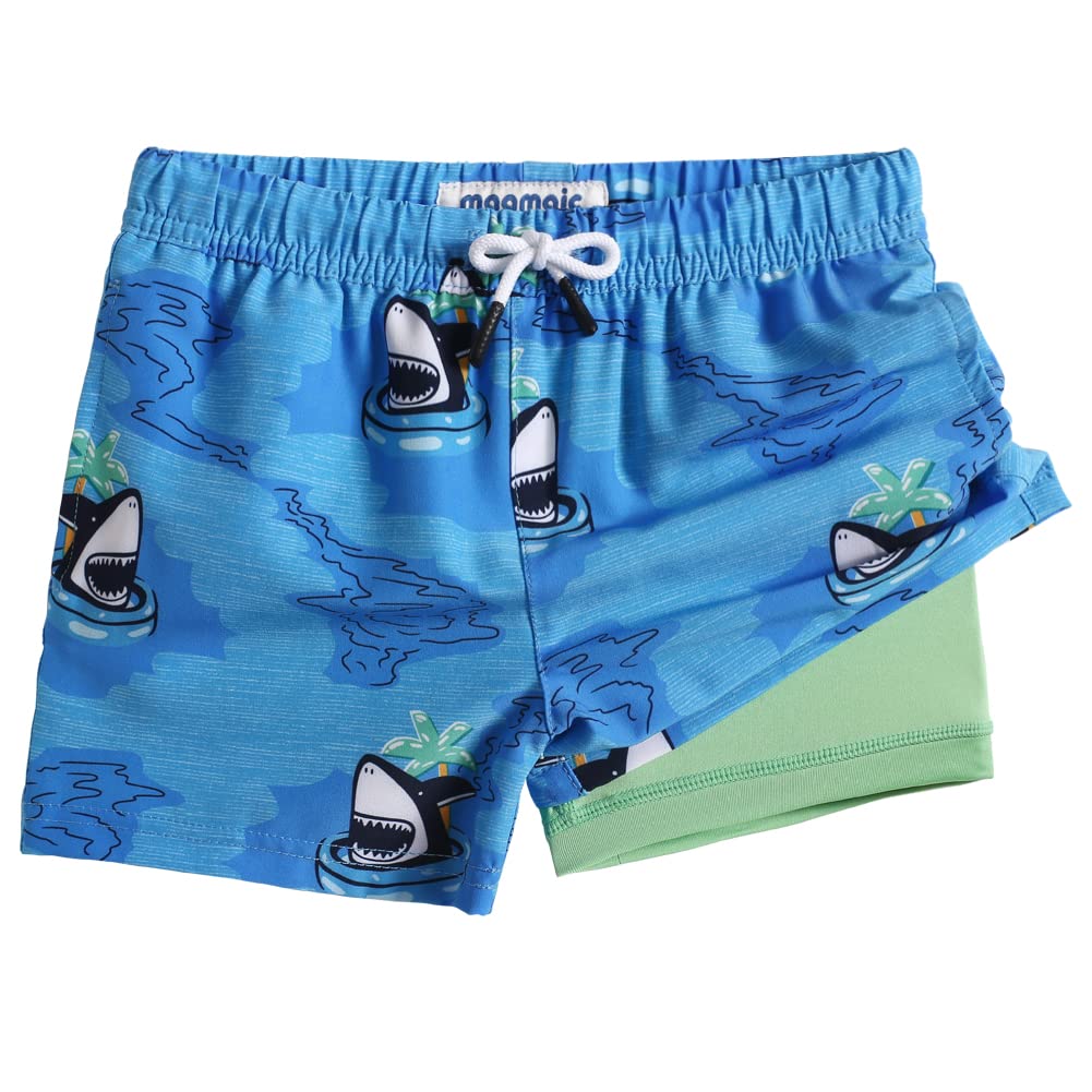MaaMgic Jungen-Badeshorts, 2-in-1-Boxershorts, Kompressionsfutter, Kleinkind-Badehose, dehnbar, schnell trocknend, Anti-Scheuer-Badeanzüge mit Taschen