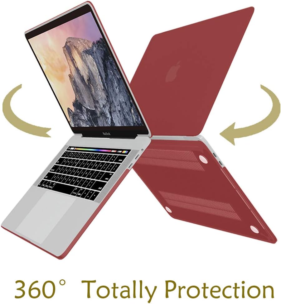 Laptop Case,Plastic MacBook Case,Hard Shell Cover, Keyboard Cover, Screen Protector Smooth Matted for MacBook Pro 15 Inch Case 2018 2017 2016 Release A1990/A1707 Touch Bar Models (Wine Red)
