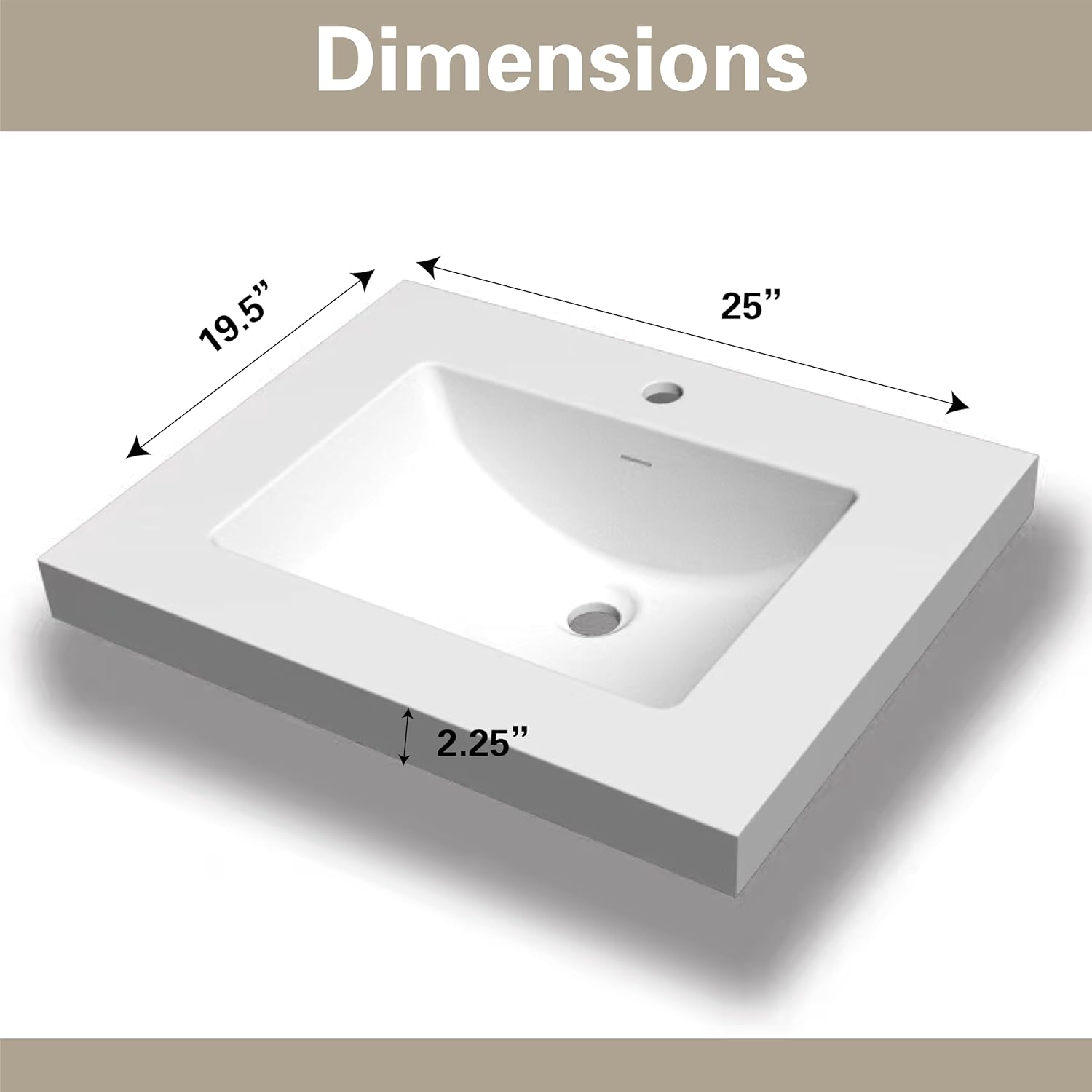 25" Wall-Mount Bathroom Vanity Set – Modern Floating Vanity with One-Piece Sink Top, Plywood Construction, Roma Clay