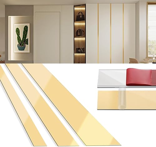 Moldura metalizada dorada para pared, de acero inoxidable, para despegar y pegar, acabado similar a un espejo, tira autoadhesiva para techo, marco