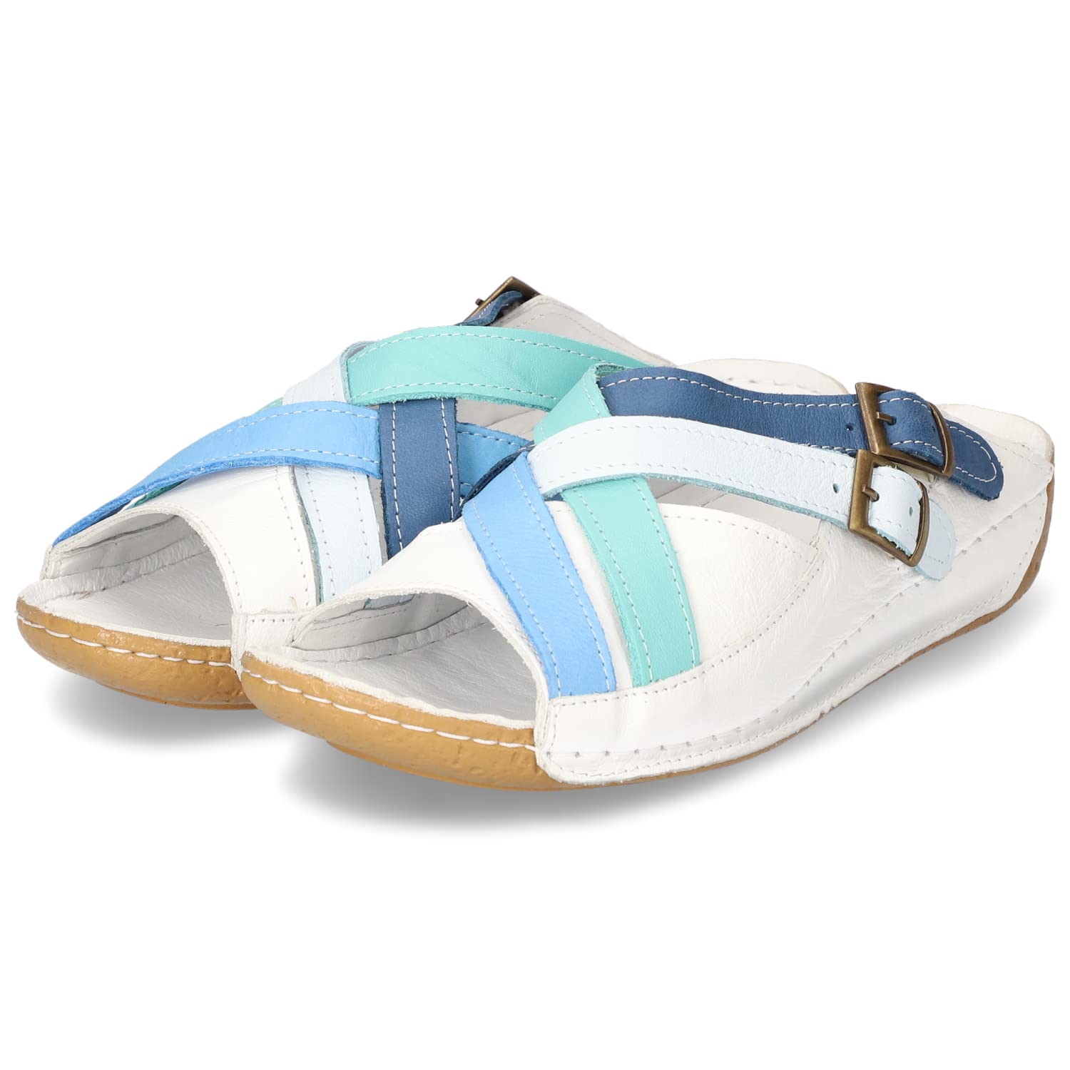 Andrea Conti 0771516, Sandal, weiß/azur/aquam/h.bl/jeans,