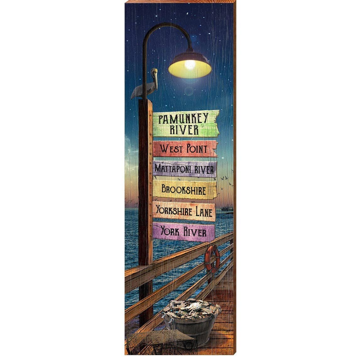 Pamonkey River Night Pier Vintage Metal Sign 16x6inch Tin Sign Plaque Poster for Garage Bar Bar Family Man Cave Wall Decor