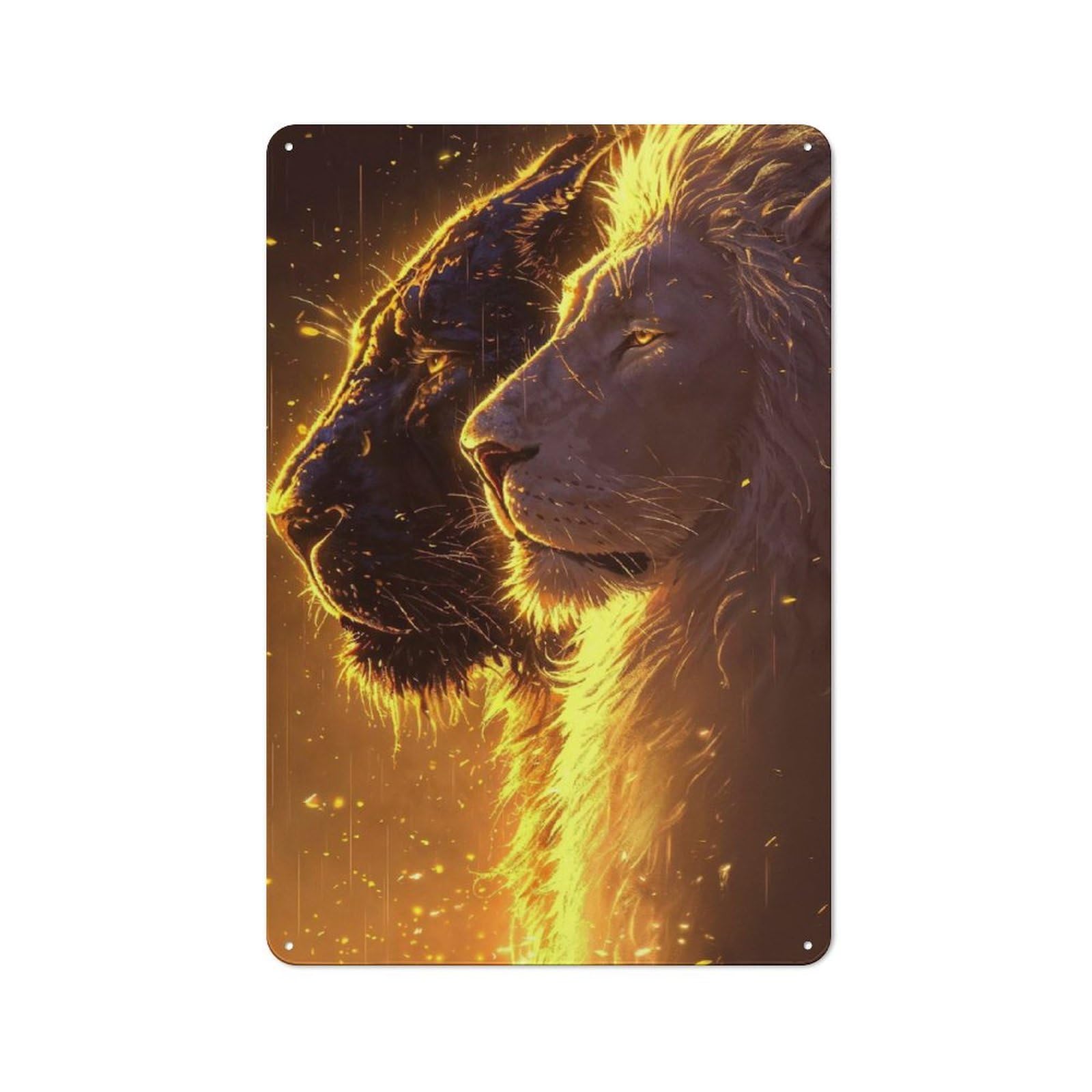 Junmoney White Lion And The Panther Metal Sign 30X20cm With For Pub Or Café, Retro Decor, For Cooler-Month Interiors With Retro Character