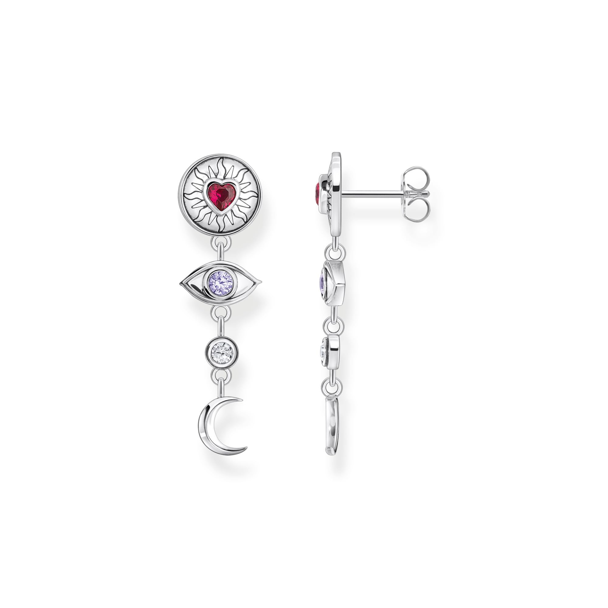 THOMAS SABO Ohrring kosmische Talismane mit bunten Steinen Silber geschwärzt 925 Sterlingsilber, Geschwärzt