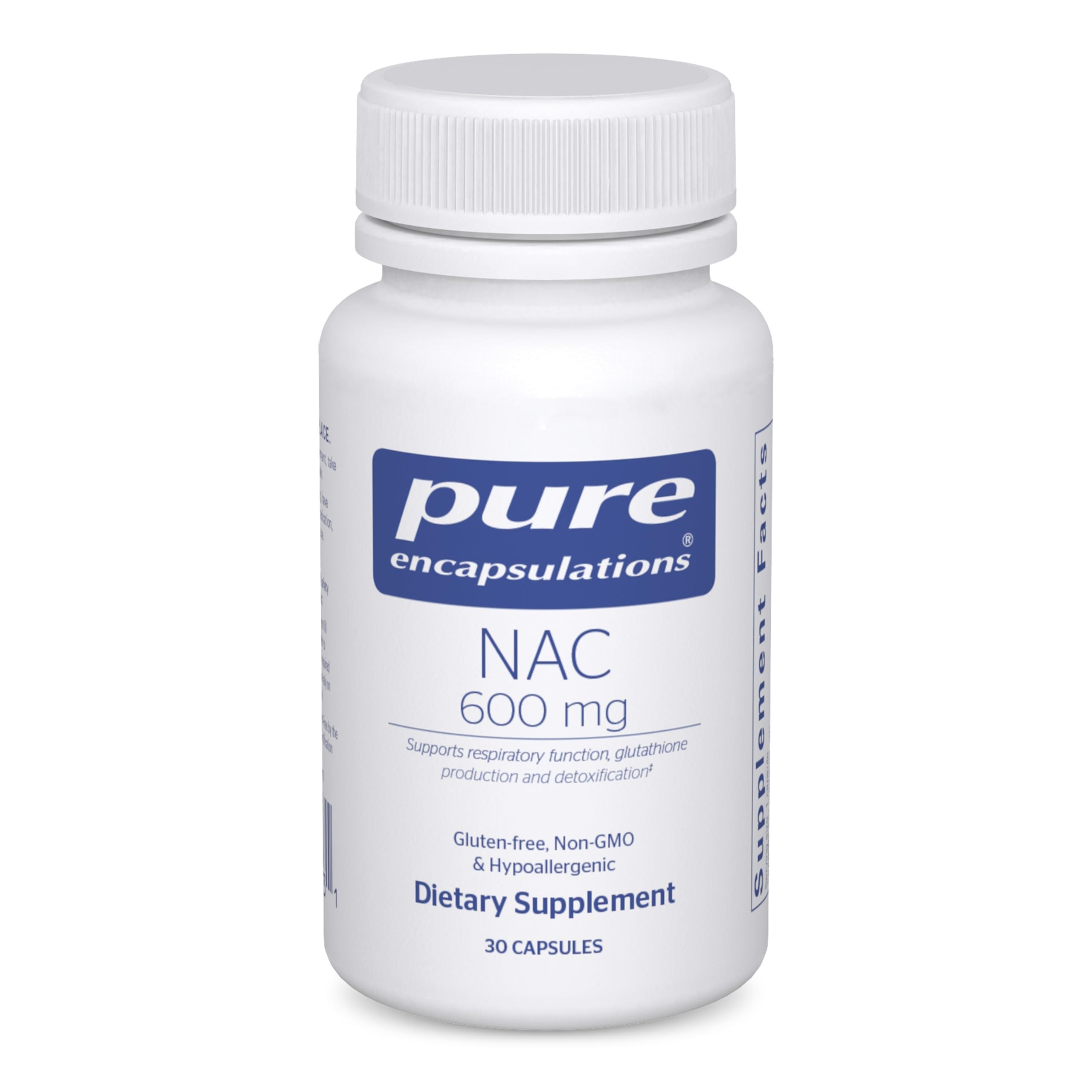 Pure Encapsulations NAC 600 mg - N-Acetyl Cysteine NAC Supplement for Lung Health & Immune Support, Liver Support & Antioxidants* - with Freeform N-Acetyl-L-Cysteine - 30 Capsules