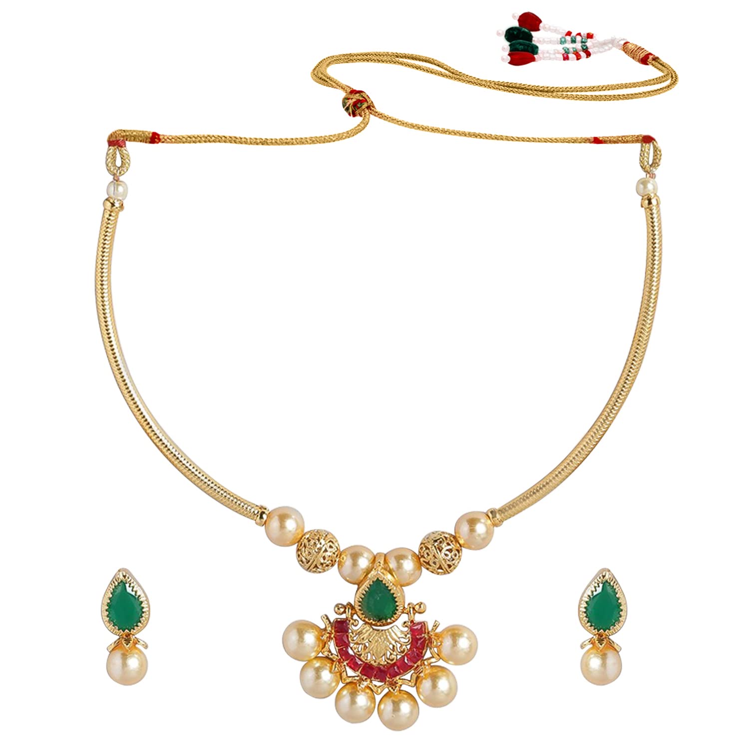 Buy Gold Plated Red Green Pearl 