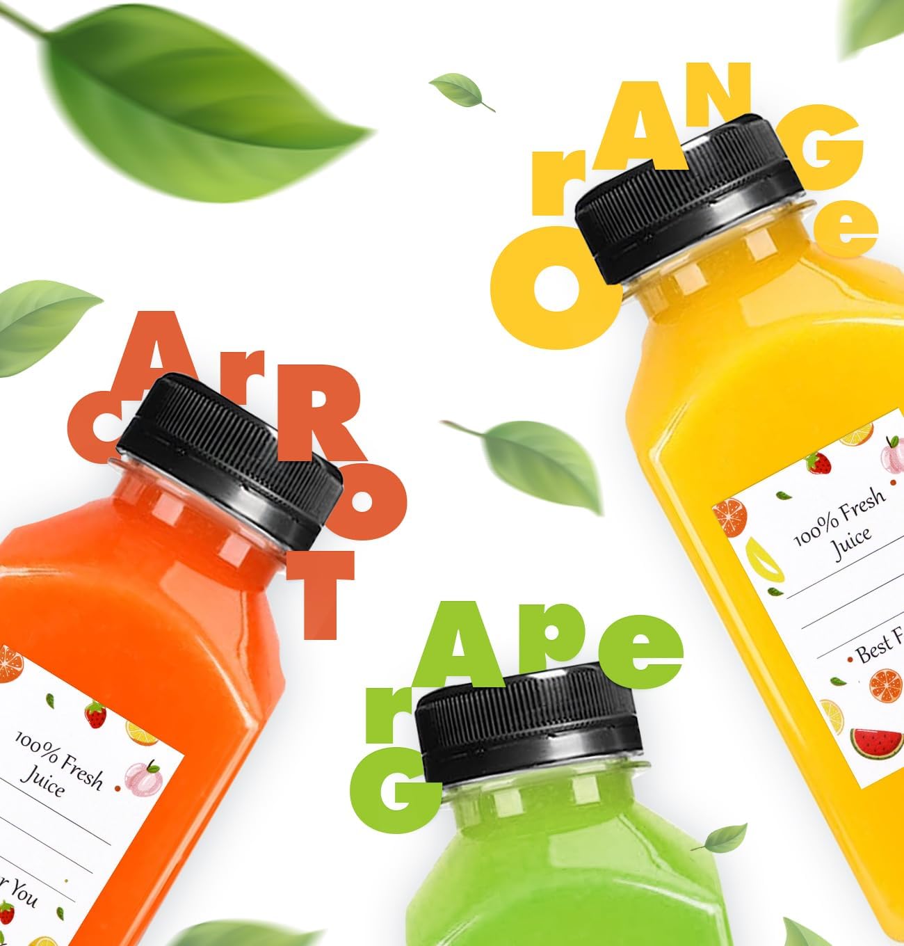 12pcs 8oz Plastic Juice Bottles, Reusable Juice Containers with Black Tamper Proof Lids, Brush, Funnel and Labels, Clear Water Bottles for Juicing, Smoothie and Homemade Beverages - Image 4
