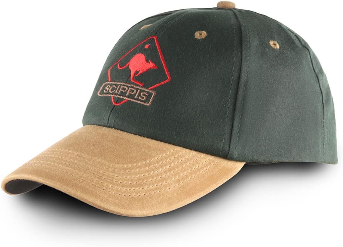 Baseball Dri Tec Oilskin Cap Unisex Raincap Australia One-Size Adjustable Tan/Green