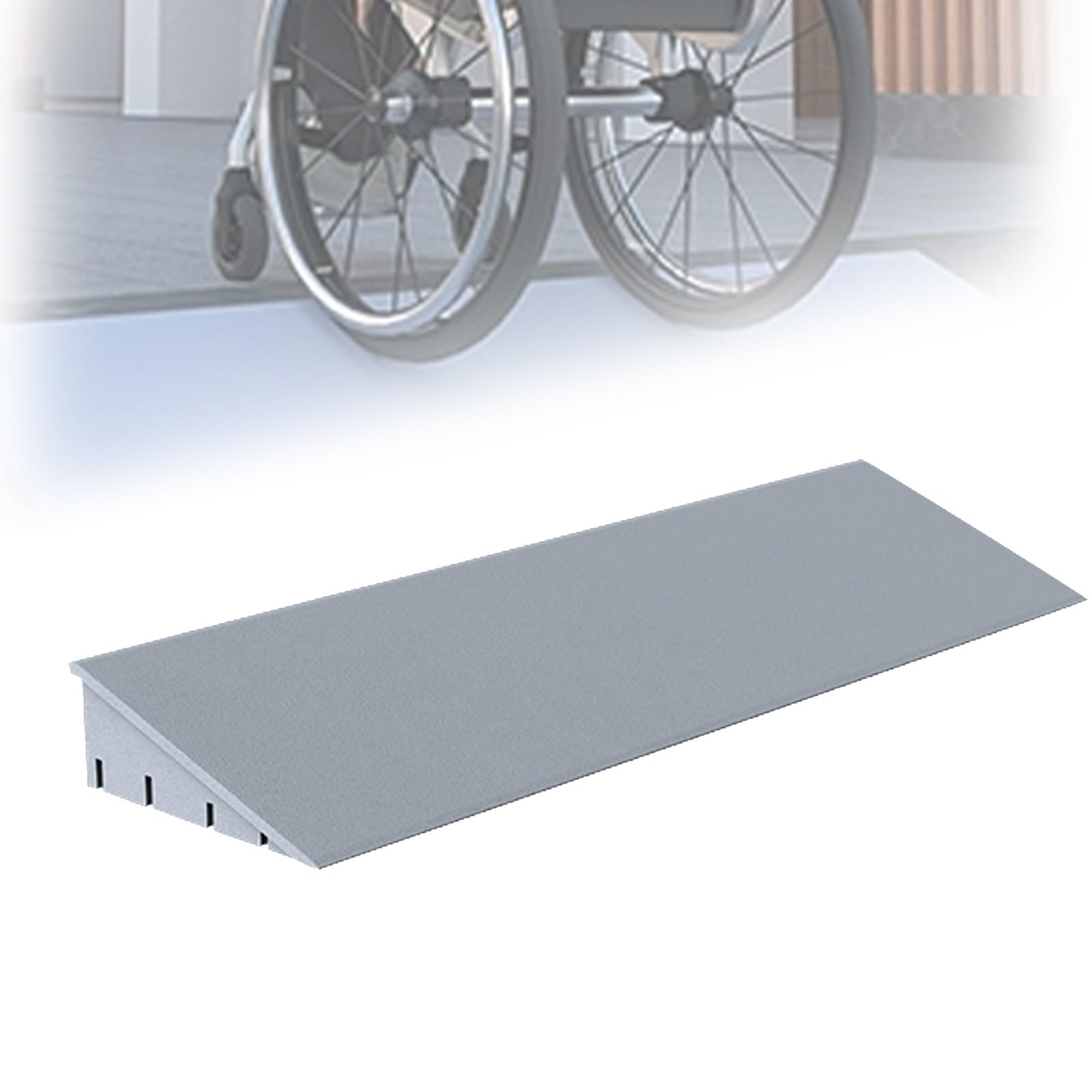Rampe Rollstuhl, Türschwellenrampe rutschfeste, Tragkraft 3500 kg, für Staubsaugereingänge, Schuppen und Treppen(Gray,50x16x6cm)