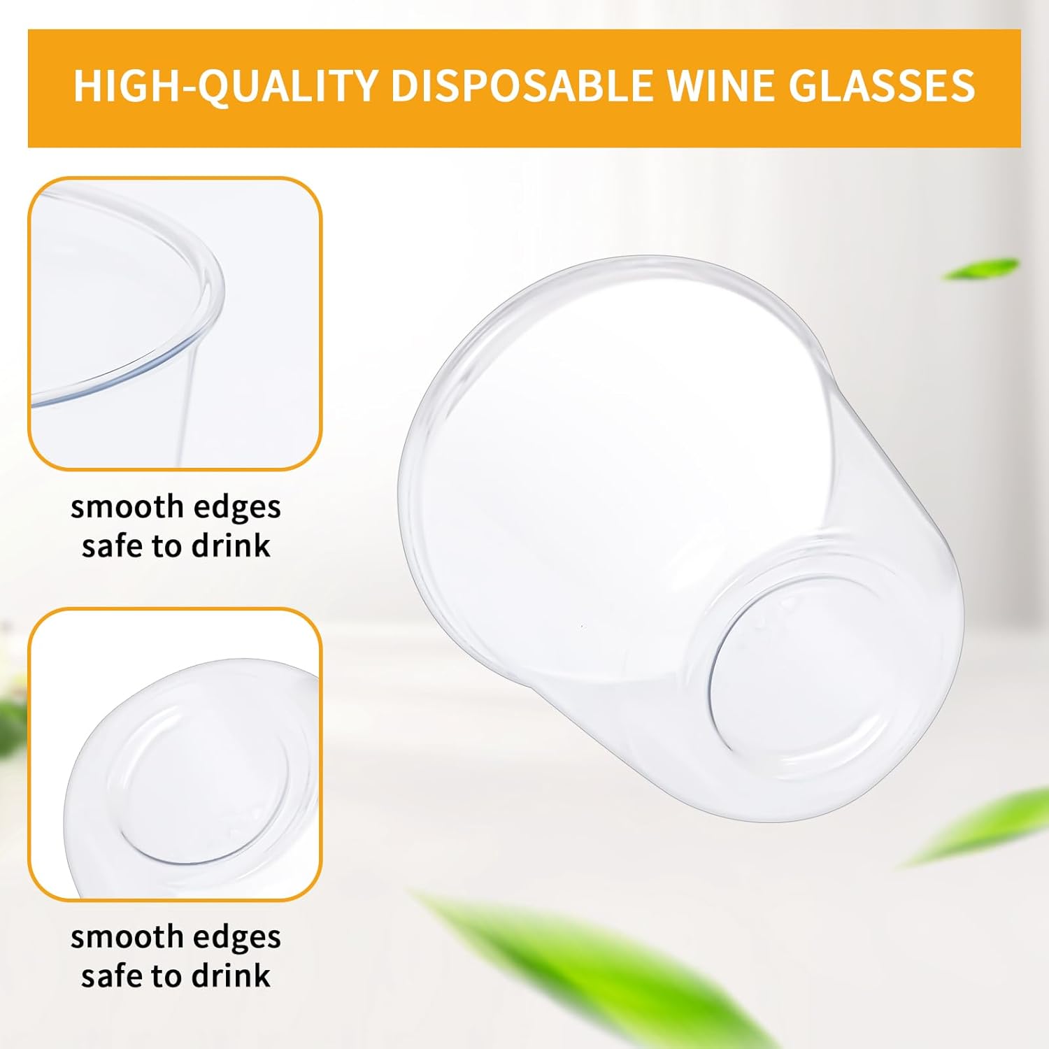 Disposable Stemless Glasses 12oz Crystal Plastic Cups Disposable Cold Party Drinking Cups Wine Glasses for Meeting Weddings Birthdays Cocktail Christmas Party Supplies (Clear, 50 Pcs) - Image 3