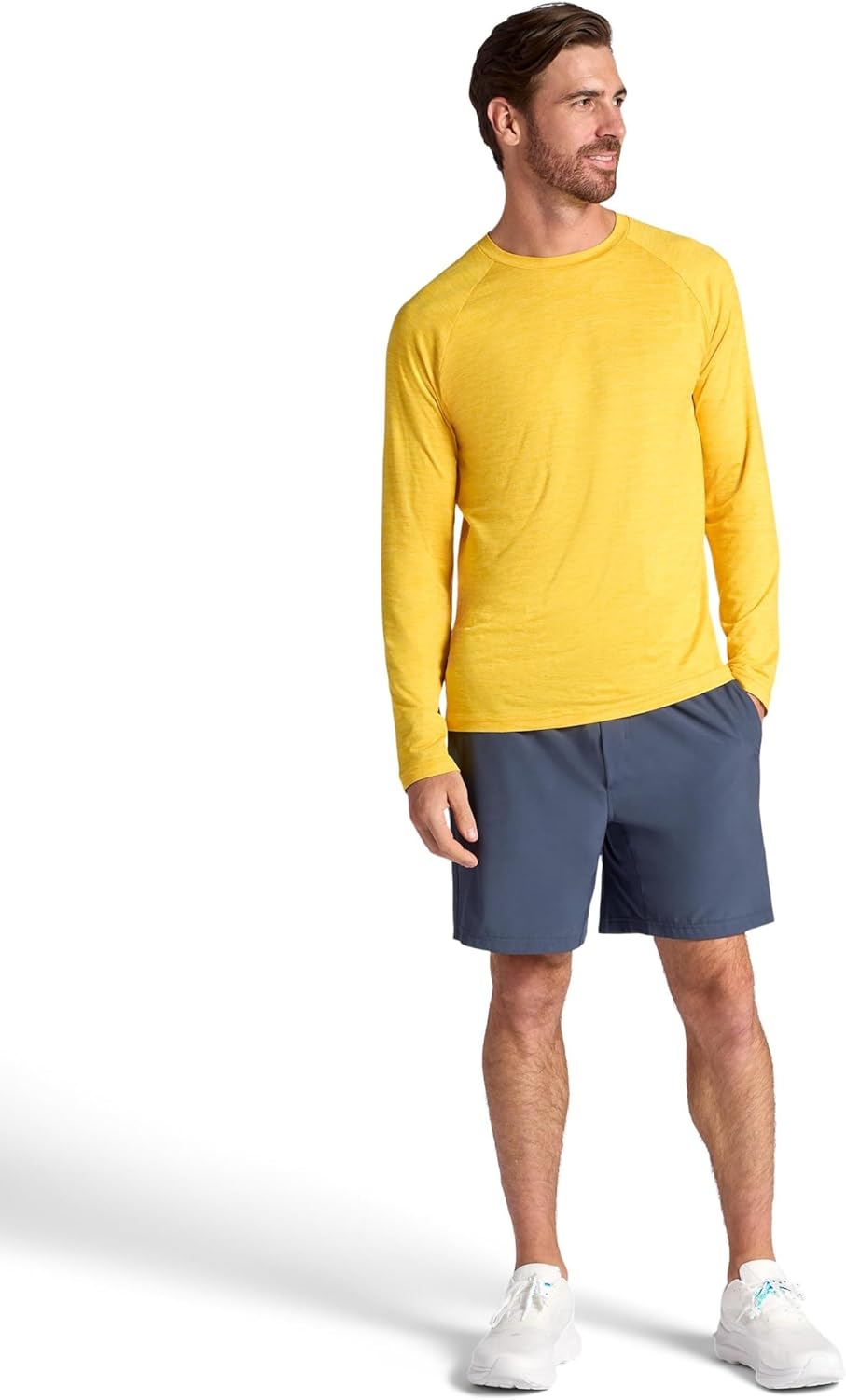 Gaiam Mens Everyday Basic Long Sleeve Crewneck Top, Standard Fit, Stretch Midweight Material - Image 3