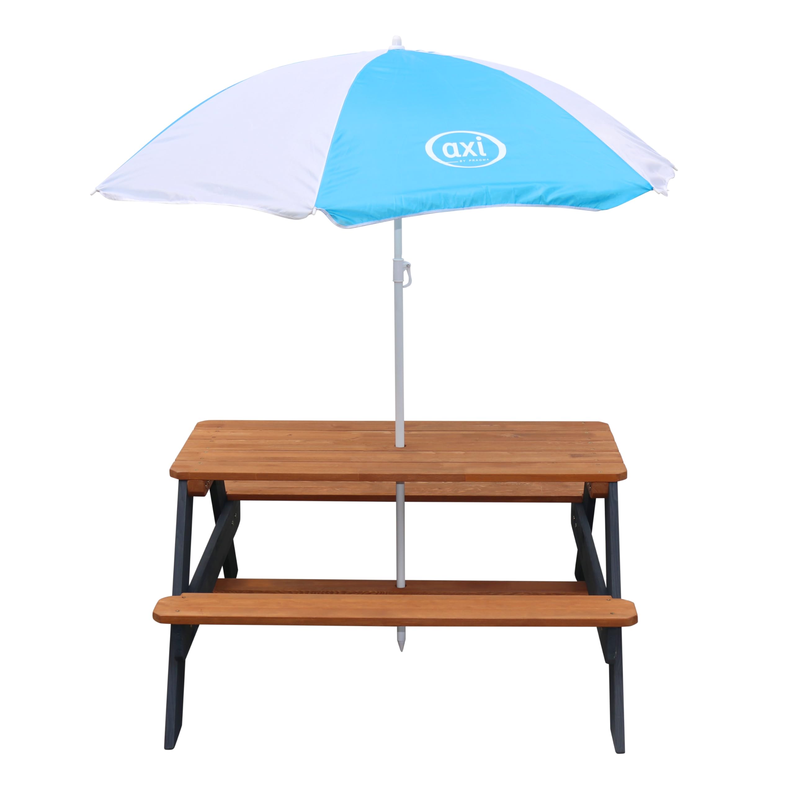 AXI Nick Table Pique Nique avec Parasol Anthracite & Marron | 95 X 97 X 48 Cm - Table De Pique Nique Enfant pour Le Jardin, Table Picnic, Table Picnic Bois