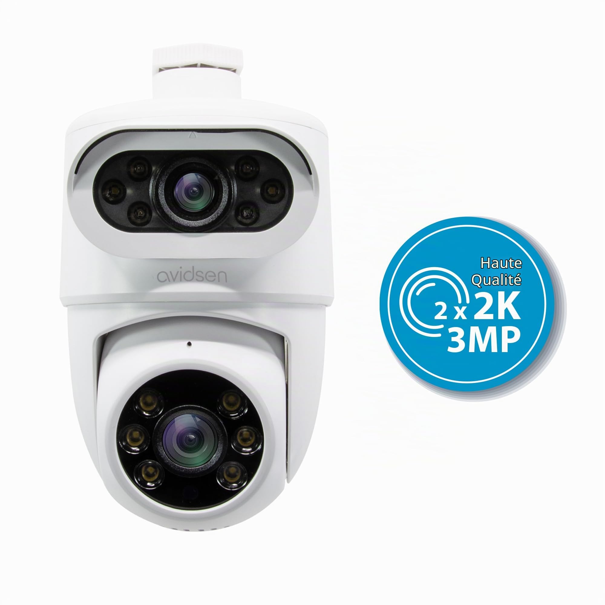 Avidsen HomeCam Dual 2K 3MP — Caméra de Surveillance Extérieure Filaire WiFi Double Objectif, PTZ 355°/90°, Suivi Automatique, Sirène 80dB, LED 150 Lumens, Vision Nocturne Couleur