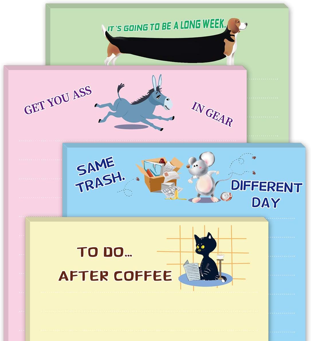 Funny Note Pads Novelty Memo Pads for Office Gift for Coworkers 4 Pack