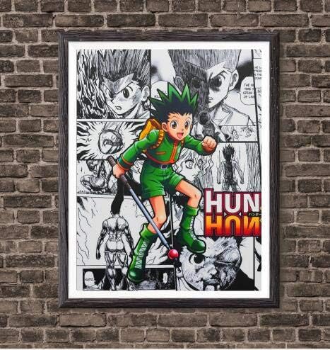Hunter Gon Freecss and Thunder Killua Manga Anime Canvas Art Print for Living Room Decoration,8 x 10 Inches,No Frame,Set of 4