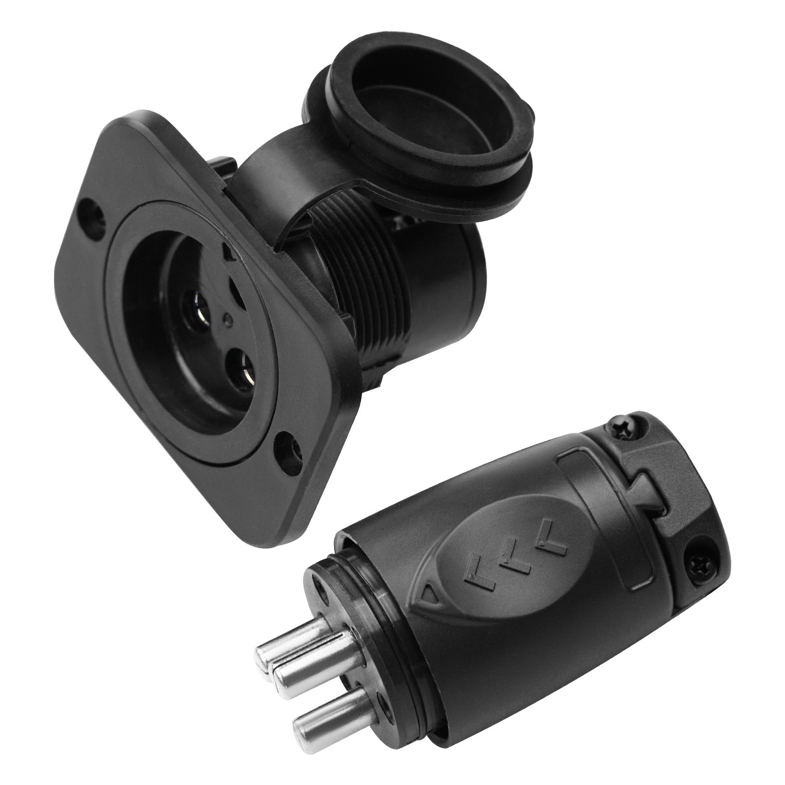 12VCPS3 70A Trolling Motor Plug & Receptacle for 2 or 3-Wire Configuration 12V, 24V, 12/24V, 24/36V, 36V or 48V Systems for Minn Kota Marine Boat Watertight Heavy Duty Electrical Power Connector Black