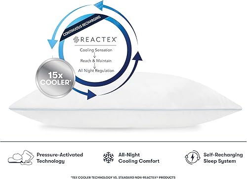 Miniatura 2 de Serta Arctic - Almohada de cama de fibra de refrigeración 15x alimentada por REACTEX, Jumbo, color blanco