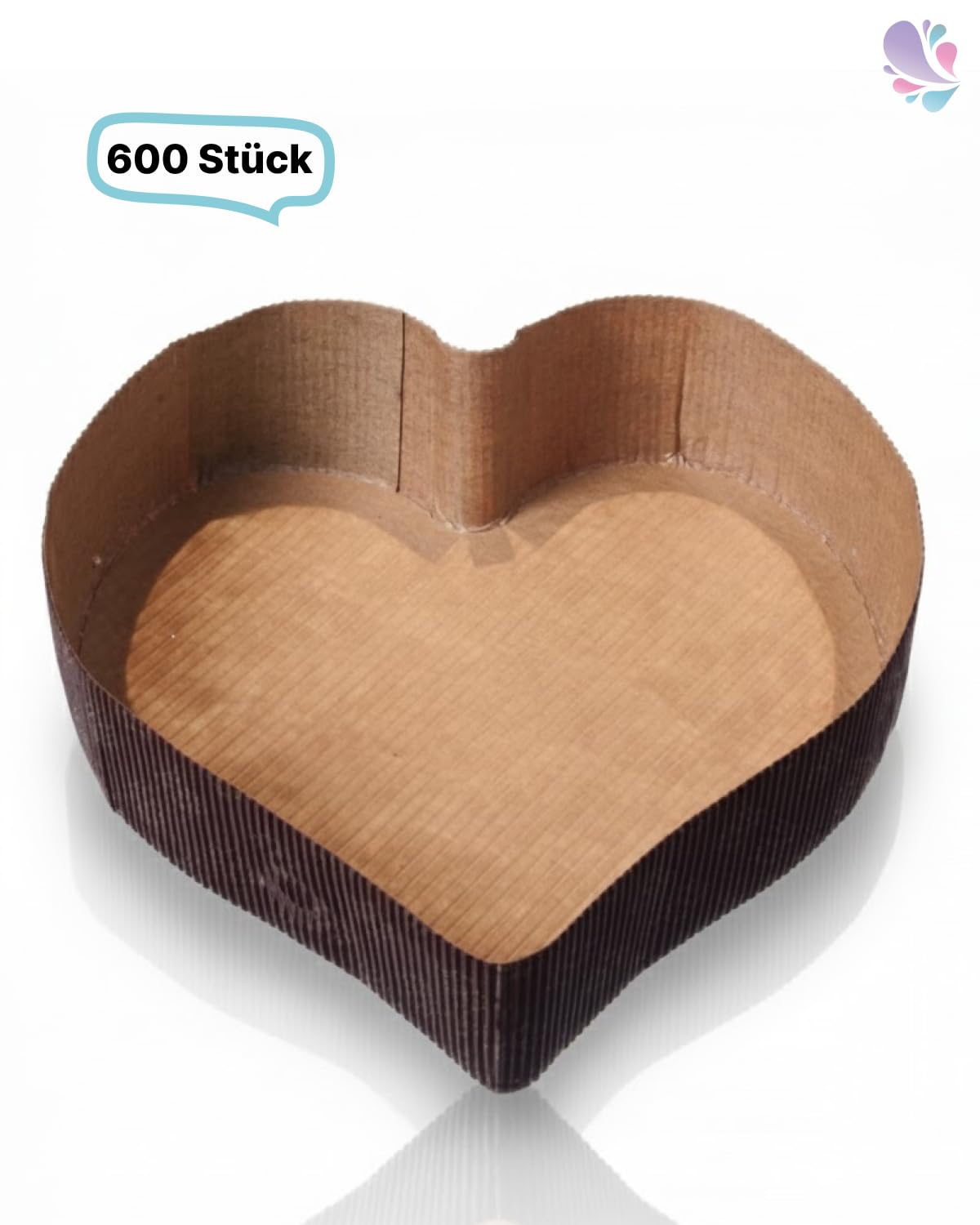 Papier-Backform Herz Groß 980 ml 600 Stück Braun | 980 ml Volumen, 600 Stück, aluminiumfrei, backofenfest, tiefkühlgeeignet & lebensmittelecht