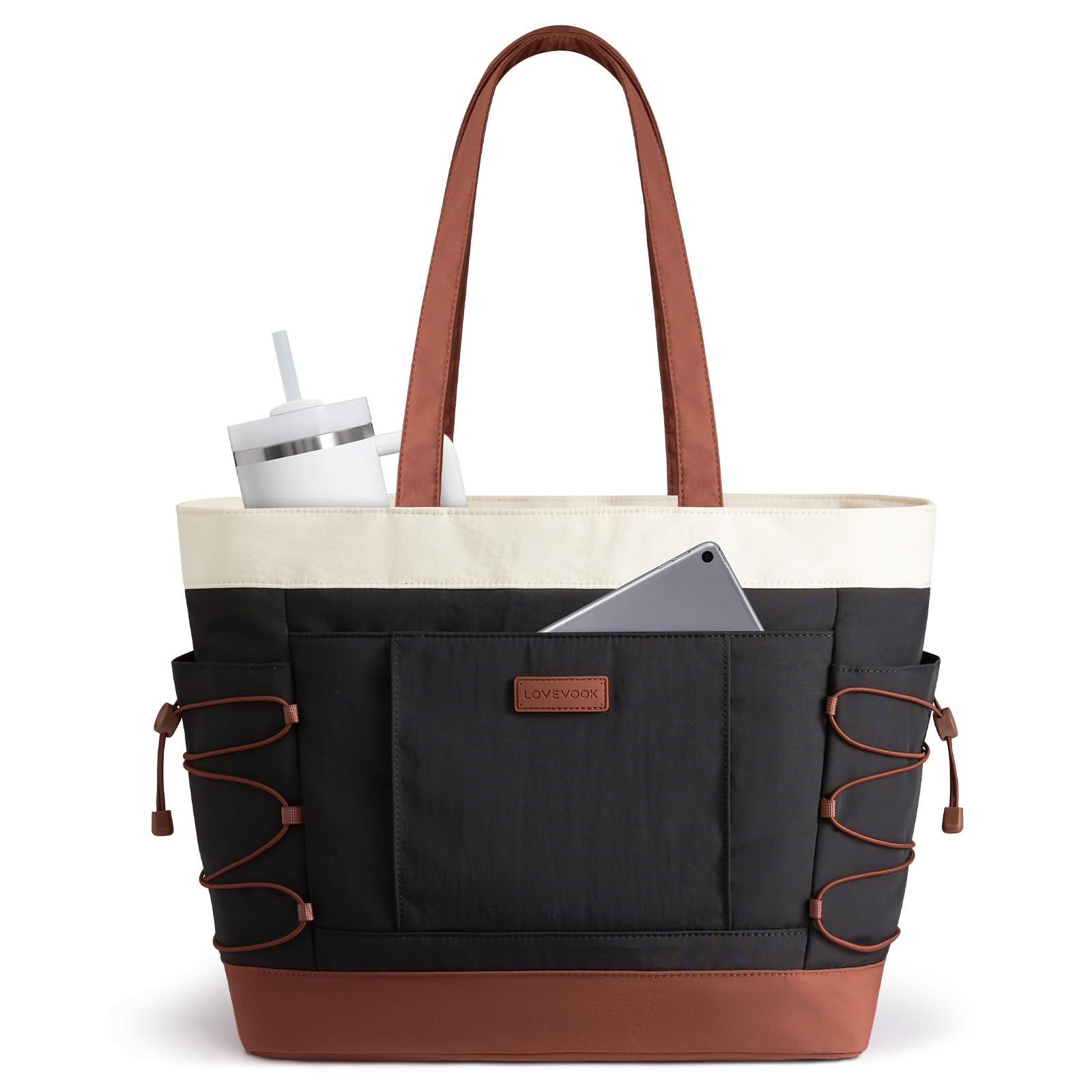 LOVEVOOK Tote Bag for Women Puffer Tote Bag with Large Cup Holder Lightweight Shoulder Bag Handbag for Travel