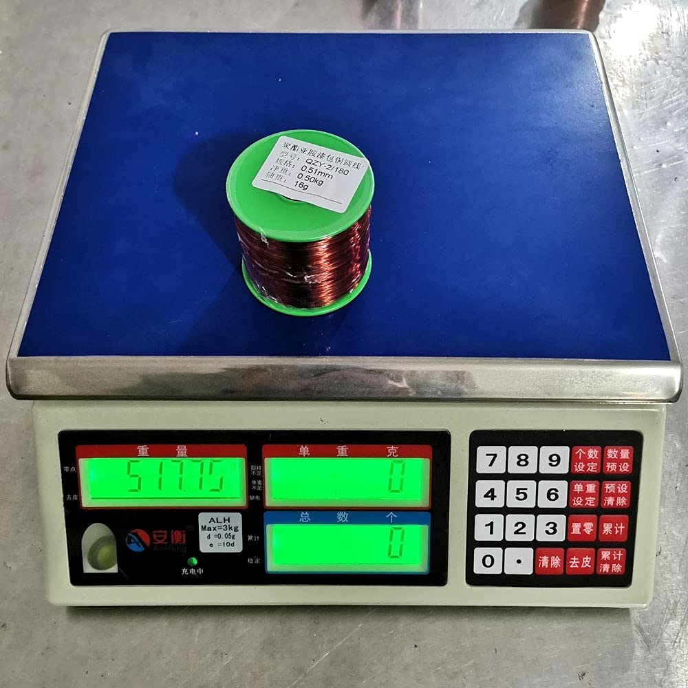 Generisch 500g Kupferdrahtmagnetdraht emaillierte Kupferwickeldrahtspulenkupferdrahtwickeldraht Hochtemperaturbeständigkeit QZY-2/180 ℃ (Größe : 0.49mm-500g)