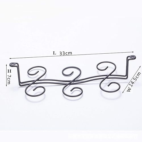 Miniatura 4 de Soporte para copas de vino para debajo del gabinete, bronce aceitado para 6 tazas, estilo vintage, acero inoxidable, montado en la pared, colgador