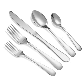 Silverware Sets - 20 PC 18/0 Food Grade Stainless Steel Silverware Sets Service for 4 Dishwasher Safe, Mirror Polished Flatware Set For Home,Restaurant,Hotel, Wedding, Partiessilver