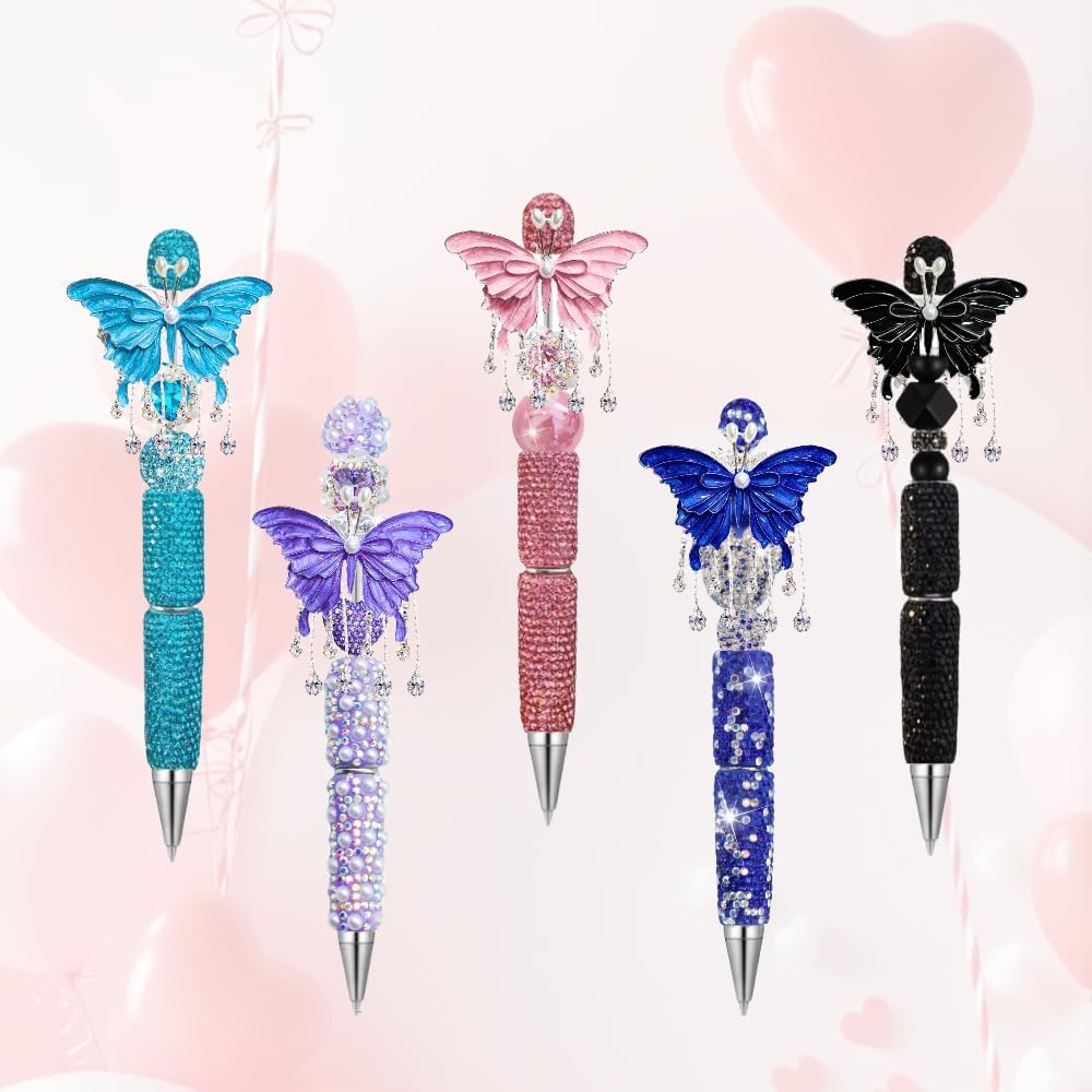 8pcs Butterfly Beads for Pens 64mm Colorful Rhinestone Beads for DIY Bracelet Necklace Earrings Keychain Making