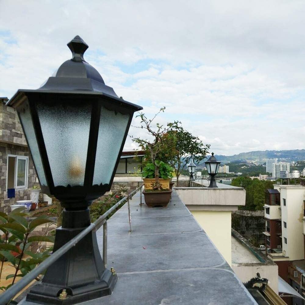Laterne auf Fuß für den Außenbereich, wasserdicht, 62 cm, rostfrei, für Terrasse, Patio, Garten, Garage, Clubhaus, Pool, hohe Helligkeit, Sockel E27 Edison/Schwarz