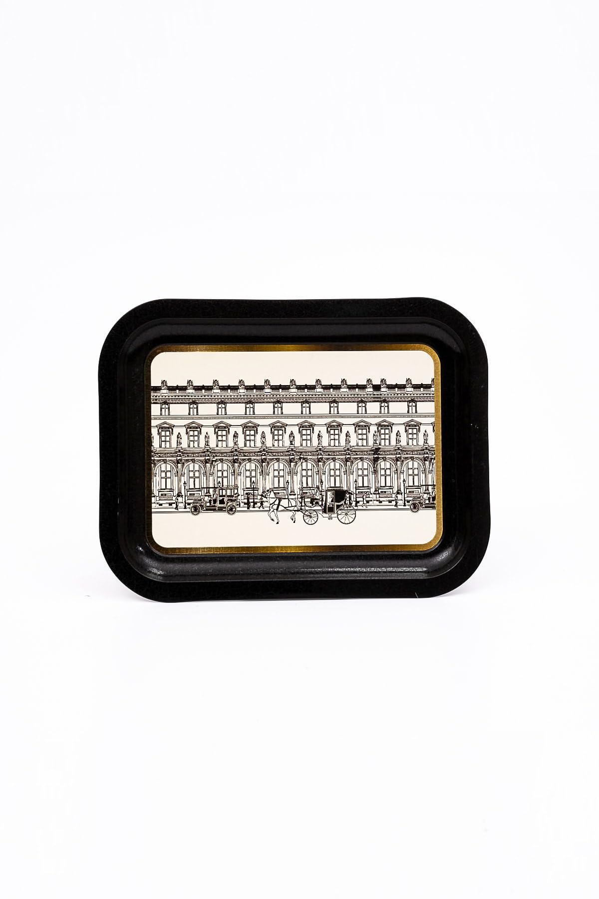 Alsaif Gallery EVLE-City Desenli Metal Tepsi - Çay Kahve Tepsisi - Sunum Tepsisi 23 Cm X 31 Cm (City)