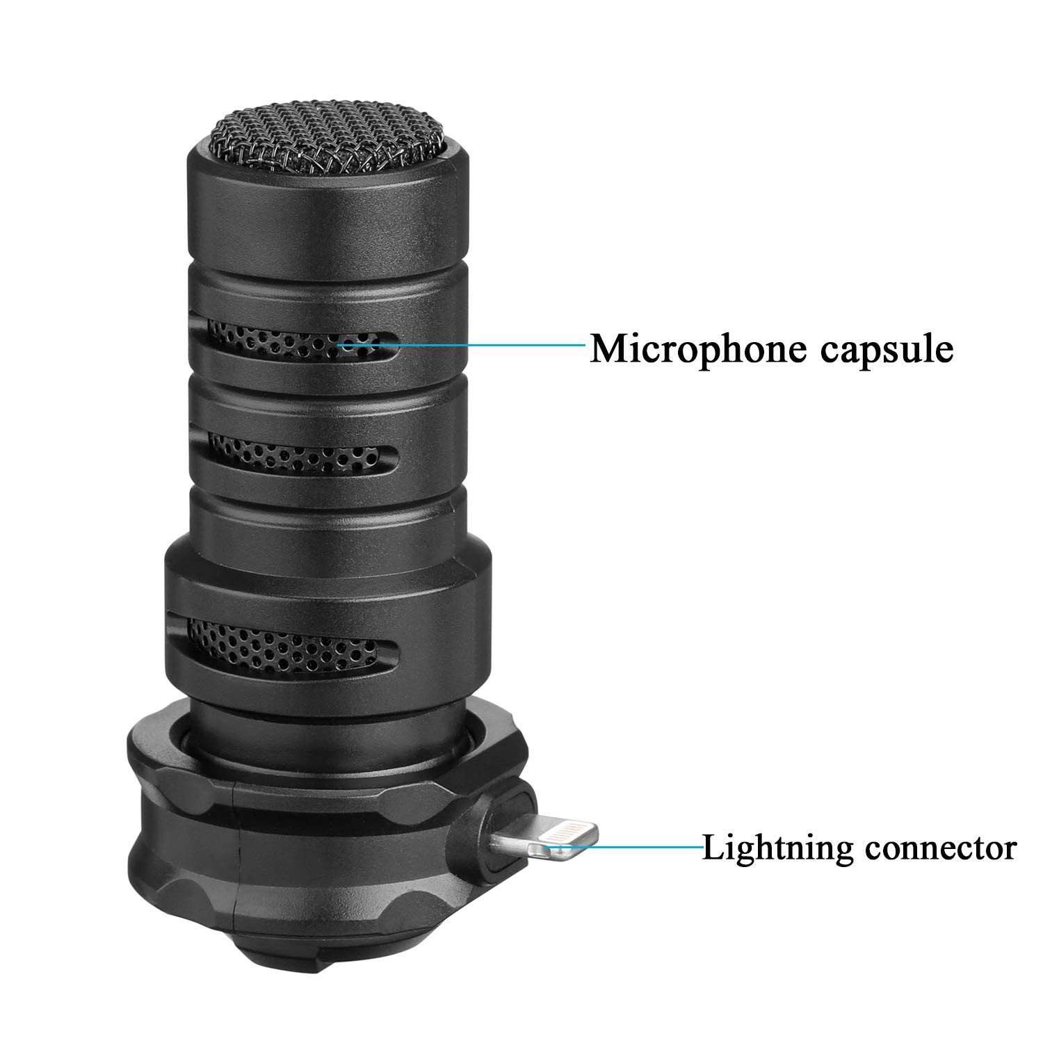 BOYA Micrófono direccional para iPhone, micrófono digital cardioide MFI Lightning con excelente sonido para iPhone 11 x 8 7 7plus iPad, iPod Touch iOS Grabación YouTube Video Vblog Live stream