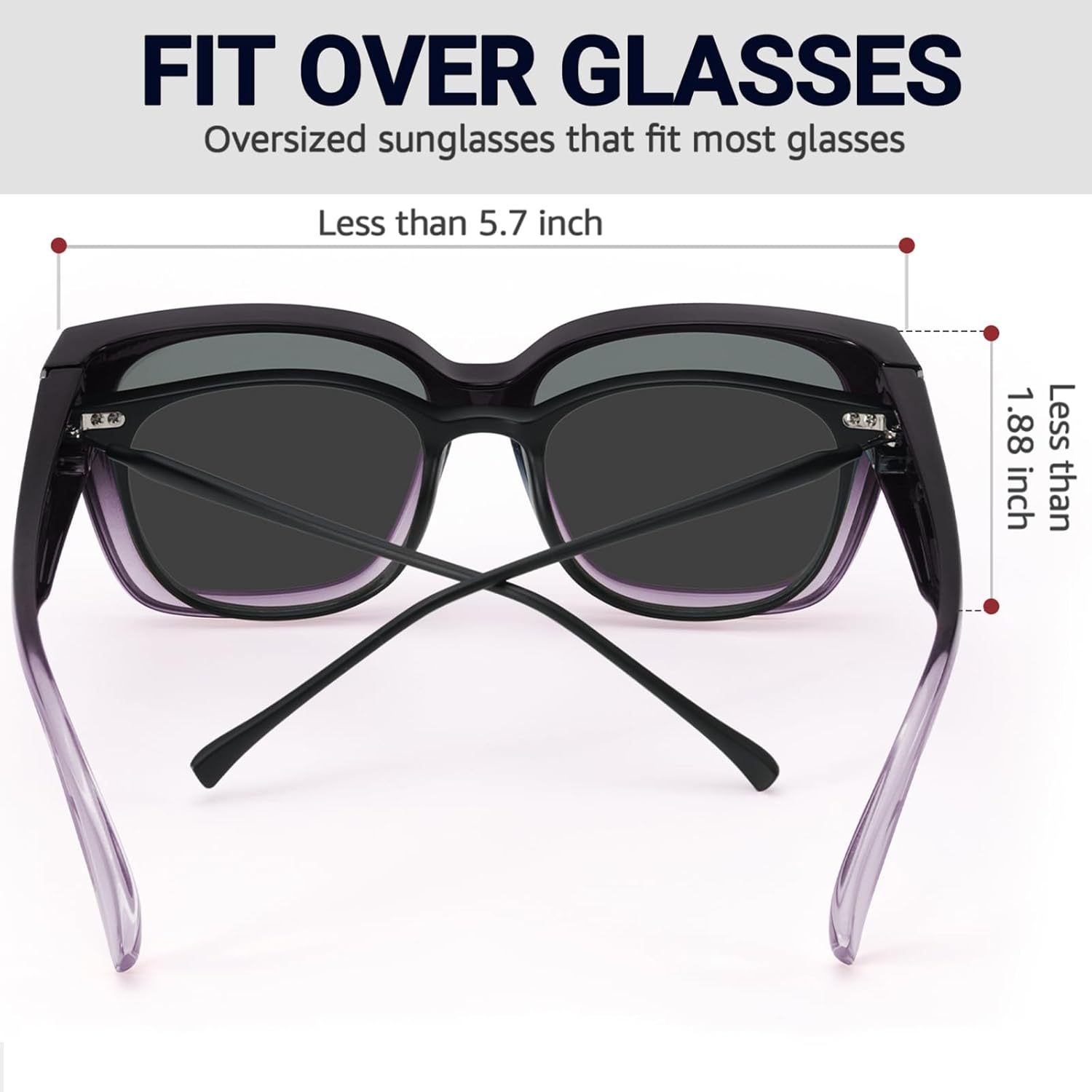 LVIOE 2 Pack Polarized Fit Over Sunglasses for Women Men Oversized Square Over Glasses Sunglasses with UV Protection LS7511 - Image 4