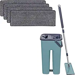 Mop Flat Limpa Esteriliza Vassoura e Rodo 360º + 4 Refil Microfibra