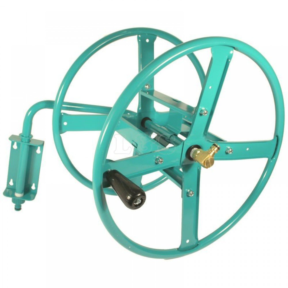 Wall Mounted Steel Hose Reel Kit Stores 75m of 1/2" Garden Hose