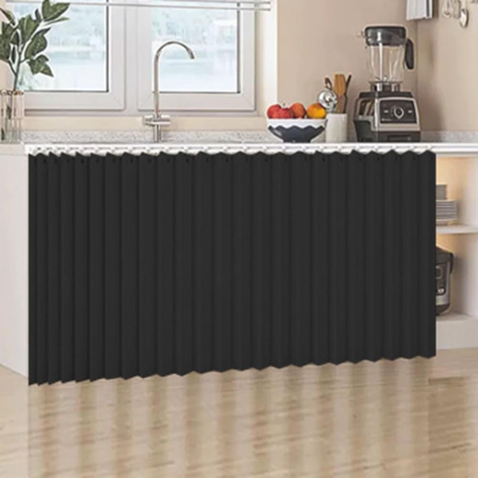 YSZBD Schrankvorhang Faltbarer Schiebevorhang, Einfacher Vorhang Für Regal Und Schrank, Schiebegardinen Ohne Bohren Als Sichtschutz Für Waschmaschine,black-W80cm/H100cm