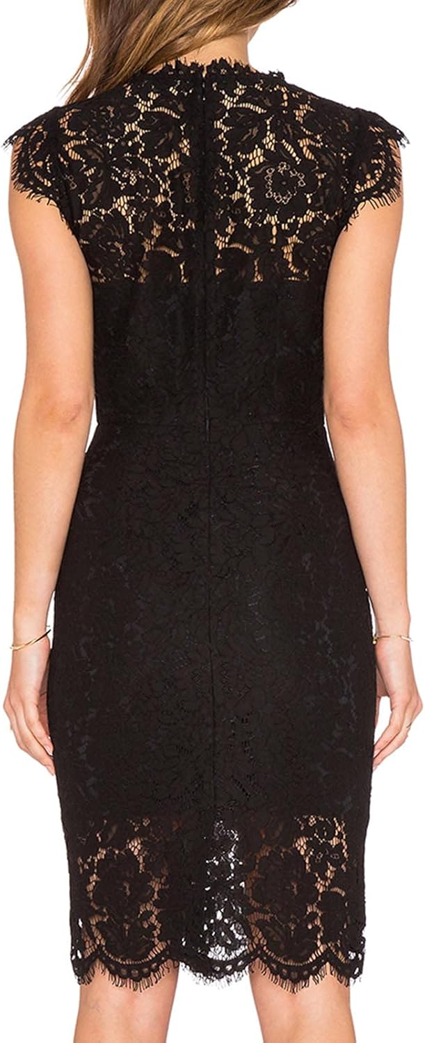 MEROKEETY Women's Sleeveless Lace Floral Elegant Cocktail Dress Crew Neck Knee Length for Party : Clothing, Shoes & Jewelry