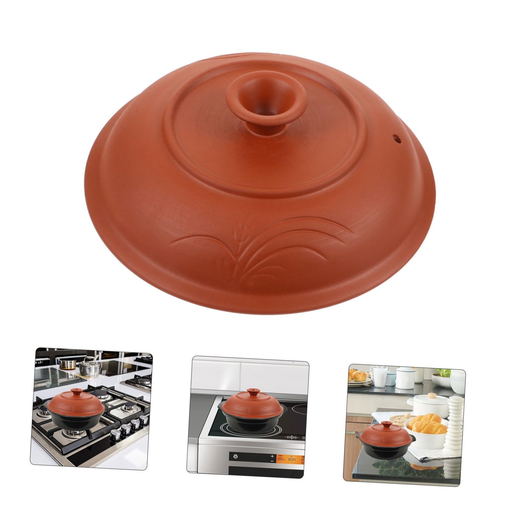 Ipetboom Coperchio per Pentola da Stufato in Ceramica Marrone 4.5-6 Litri, Accessorio Multifunzionale per Cucina Casa e Ristorante Facile da Conservare Stile Casuale