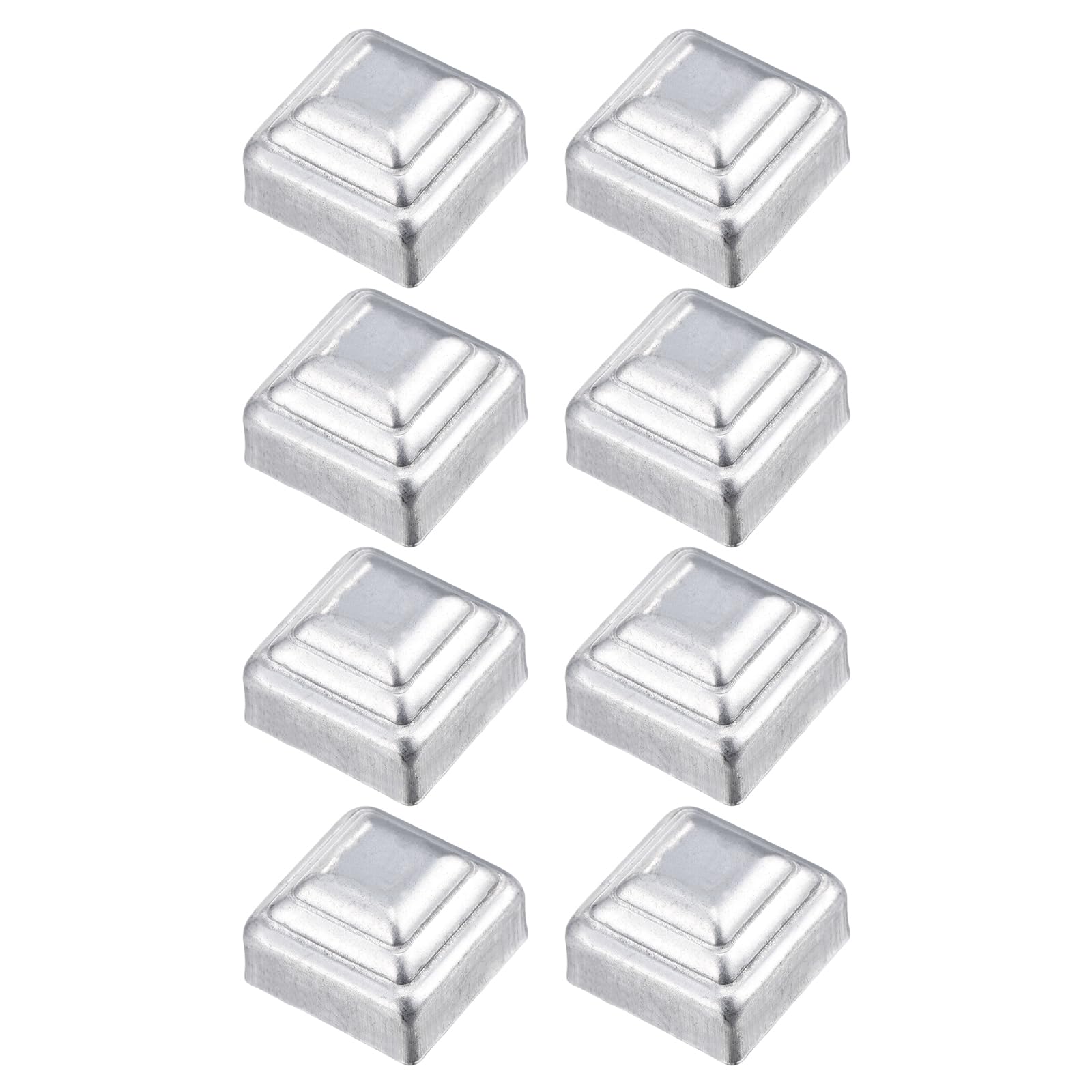 sourcing map 8Pcs Fence Post Cap Fit 1.2" x 1.2" OD Pipe, Galvanized Steel Deck Post Cover Square Decking Caps for Mailbox Outdoor Chain Link Wood/Metal Fence Deck Railing, Silver