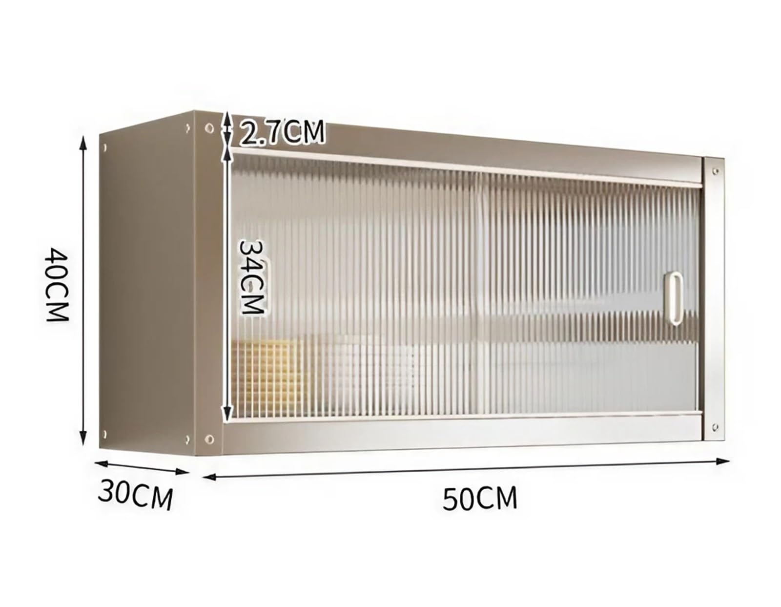 Armadio Pensile Cucina in Acciaio Inox con Ante Scorrevoli, Mobile Pensile da Parete per Cucina, Armadietto di Stoccaggio Murale per Cucina Bagno Ufficio(50x30x40CM)
