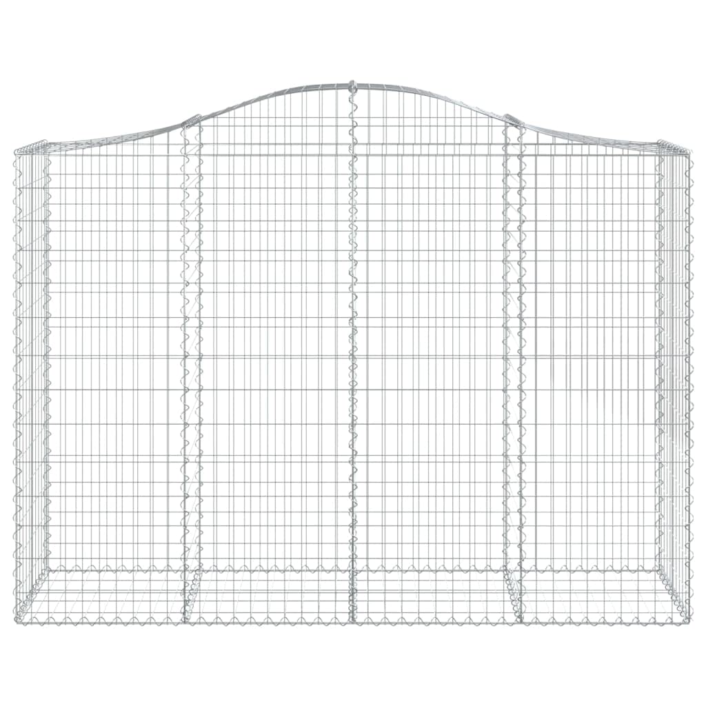 Gaviones de arco alto, juego de 15 unidades, 200 x 50 x 140/160 cm, hierro plateado | Barrera de jardín de hierro galvanizado resistente para patio delantero y patio trasero con construcción estable.
