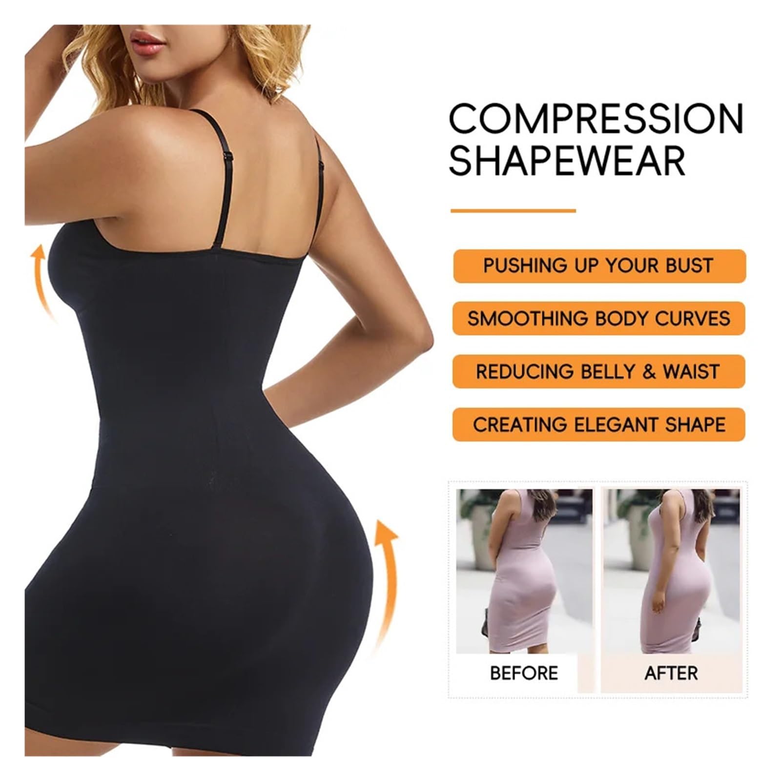Vestido Moldeador Faja Moldeadora for Mujer, Ropa Interior Moldeadora Sexy, Control de Abdomen, sin Costuras, Adelgazante(Nude,XL)